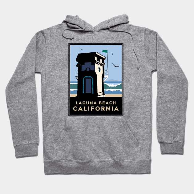 Lifeguard Tower Laguna Beach, CA Hoodie by Retron